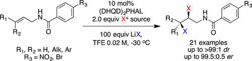 Highly Regio- and Enantioselective Vicinal Dihalogenation of Allyl Amides