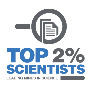 A gray and blue logo for the 'Top 2% Scientist' list