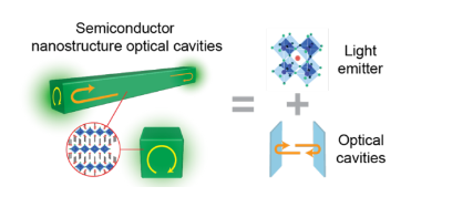 Figure demonstrating behavior of optical cavities within semiconductor nanowires. 