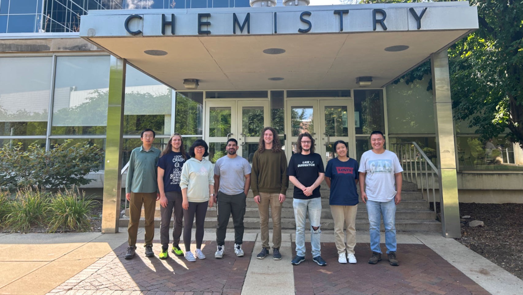 Xie Lab Group photo in front of Chemistry building