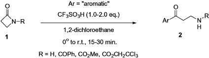 Trifluorosulfonic Acid Catalyzed Friedel-Crafts Acylation of Aromatics with β-Lactams
