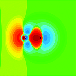 Electron density map of the <sup>1</sup>&sum;<sup>+</sup> state of HCl calculated using a CASSCF wavefunction and the vqz basis set.