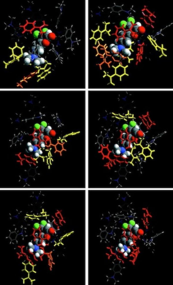 Coumarin 151 solvated by DMA (dimethylacetamide). Figure from Professor Caveâs web site.