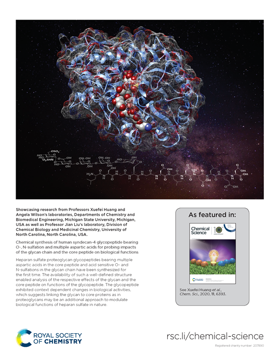 MSU Foundation Prof. Xuefei Huang’s recent study highlighted as Back Cover Article in RSC Chemical Science